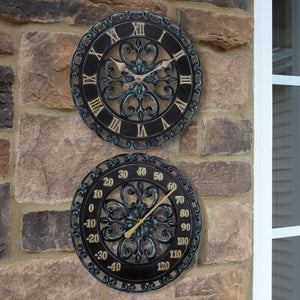 (🎁New Year Hot Sale🎄)Hanging Wall Clock and Dial Thermometer Set